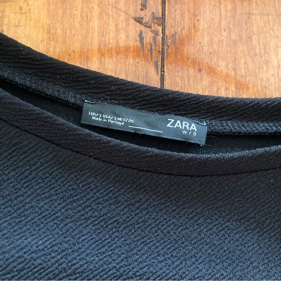 Zara Floral Embroidered Black Long Sleeve Top NWOT size S - Picture 2 of 4